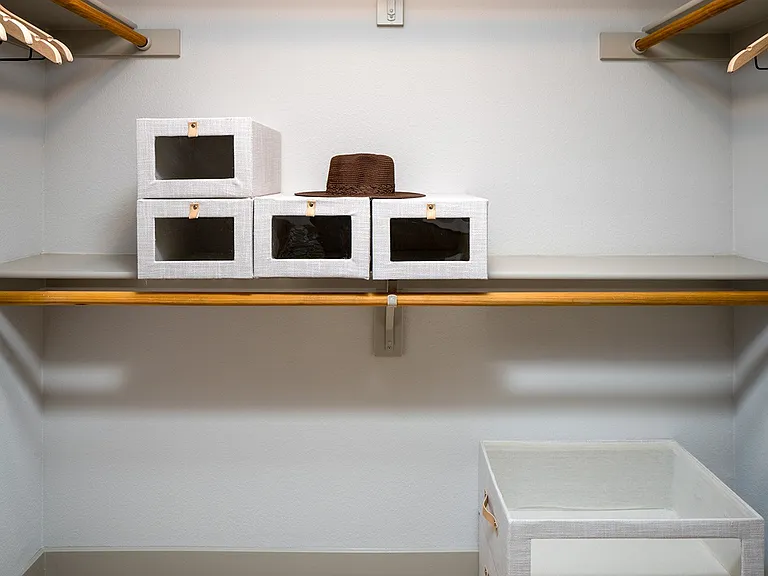 Matching large, walk-in closets are available in select homes