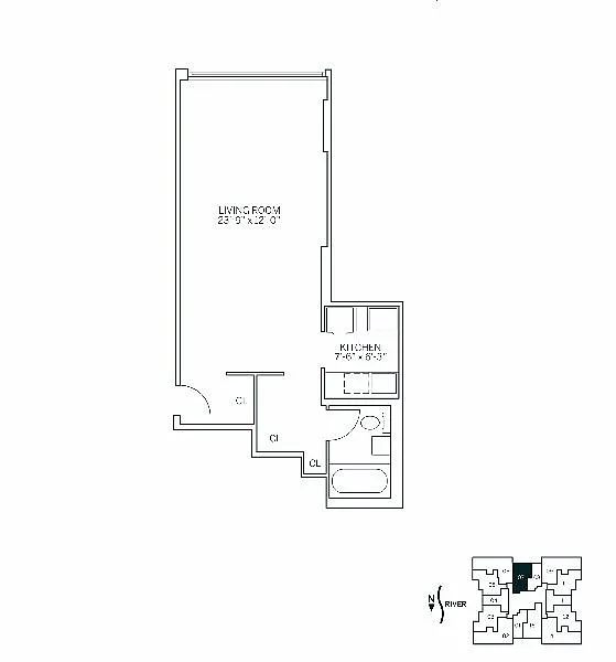 Floor plan PARKSIDE EAST - Studio One Bathroom