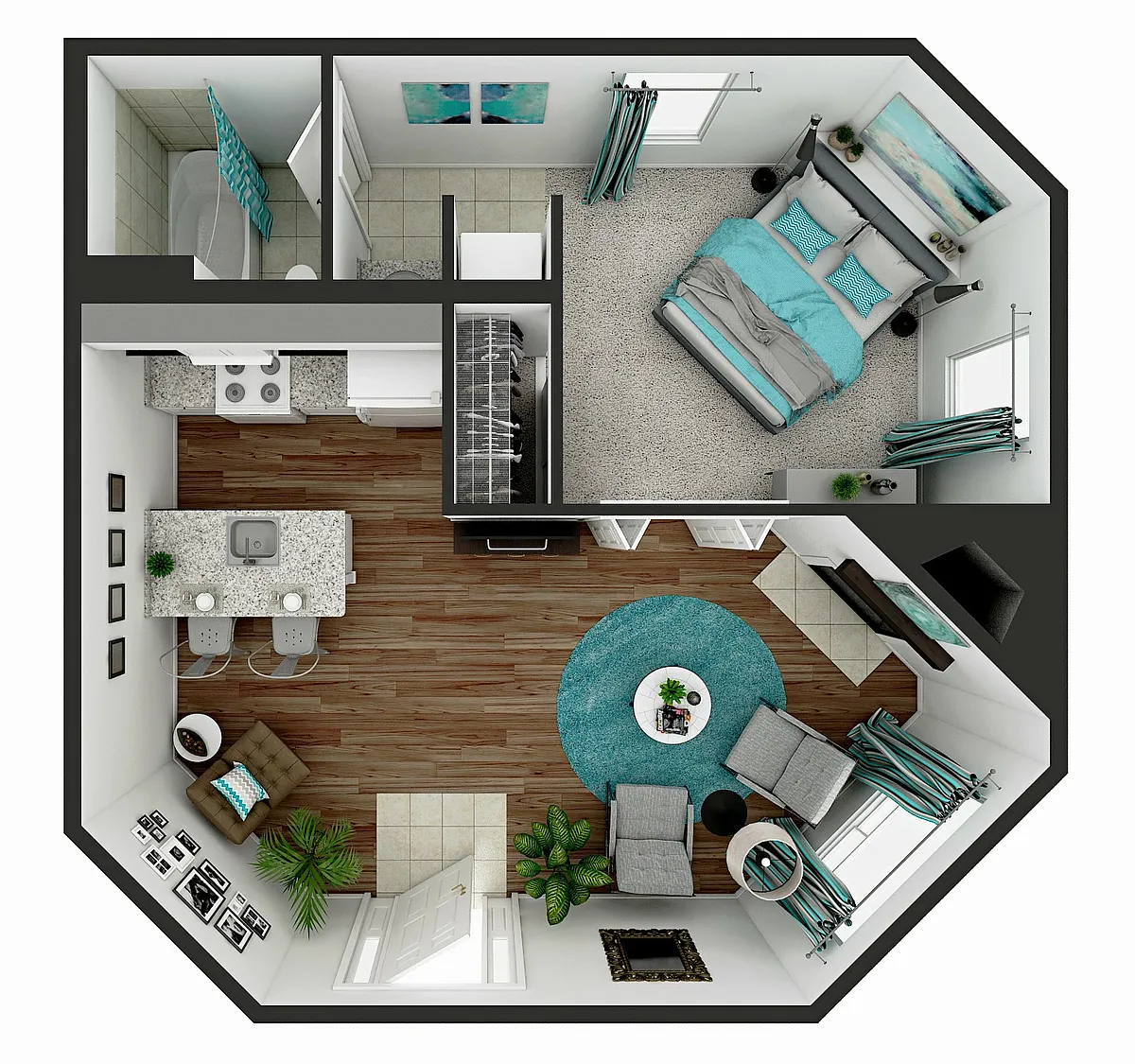 Floor plan 1 Bedroom, 1 Bathroom