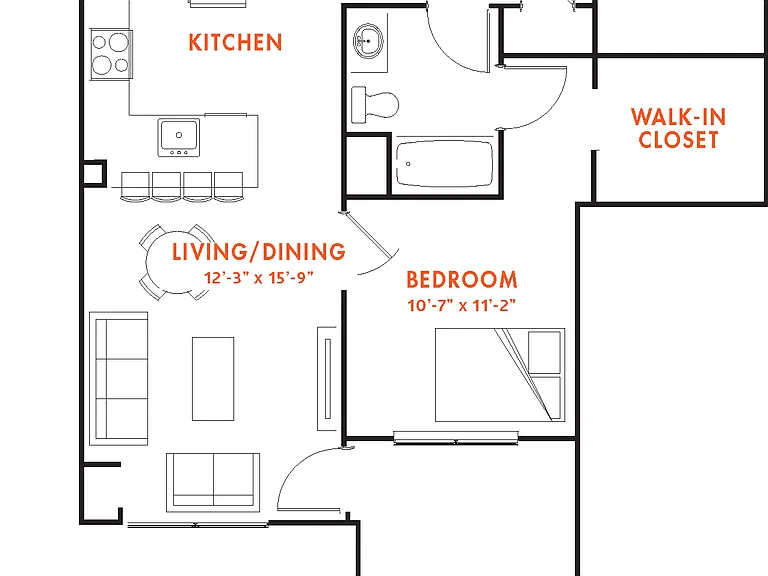 A1D1-1 floor plan One North of Boston
