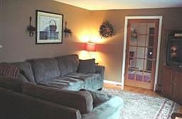 Spacious living area, neutral decoreS