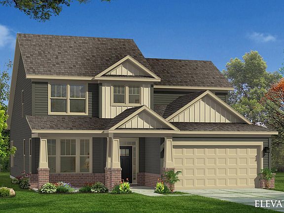 Elevation 11 with bump out on second floor, recessed covered entry featuring brick water table and t