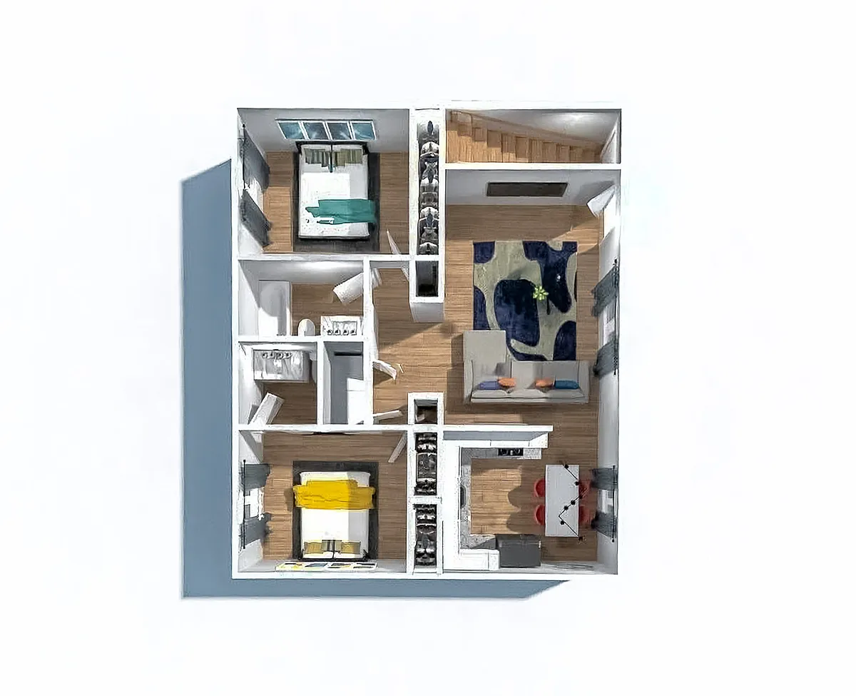 Floor plan 2 Bedroom 1.5 Bath Upstairs