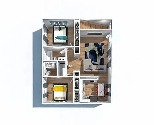 Floor plan 2 Bedroom 1.5 Bath Upstairs Balcony
