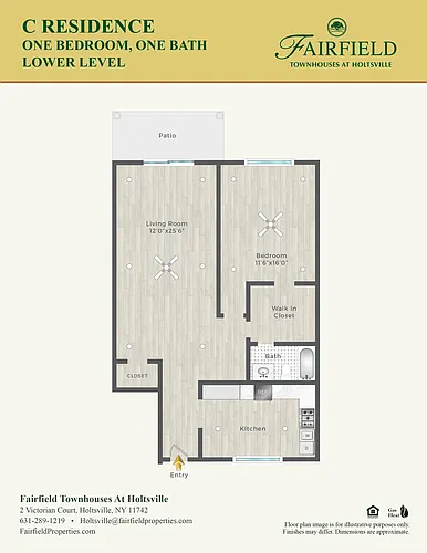 Floor plan C - 1 Bedroom 1 Bath Lower Fairfield