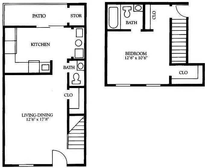 Floor plan 1 Bed 1.5 Bath