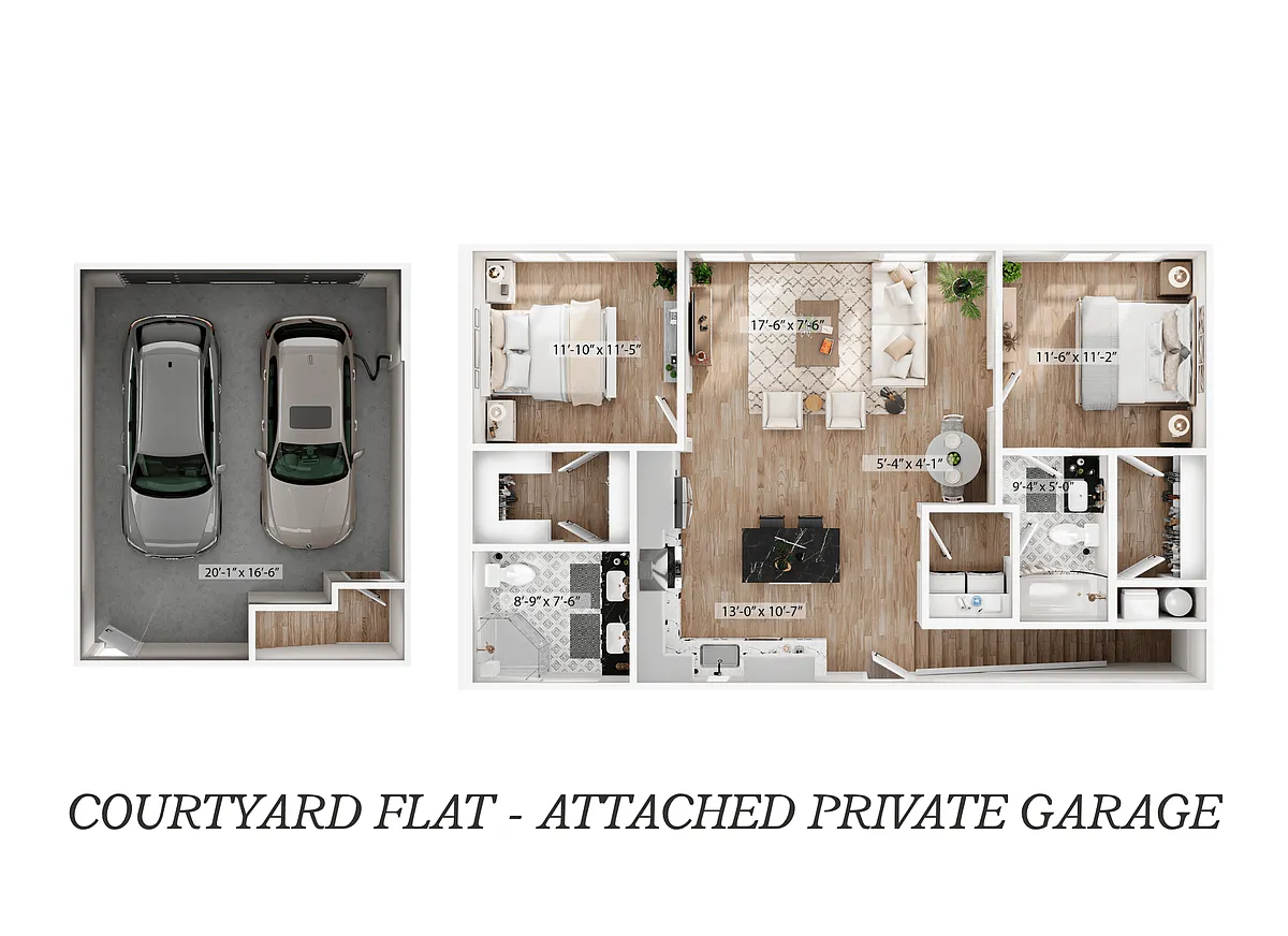 Floor plan Courtyard Flat - Attached Private Garage