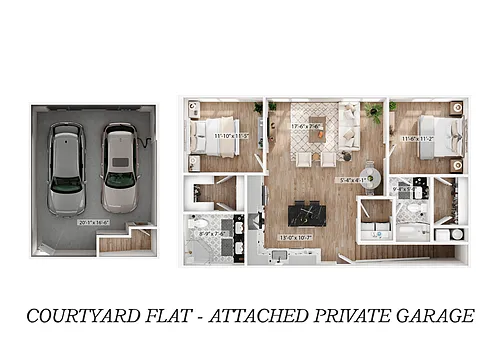 Floor plan Courtyard Flat - Attached Private Garage