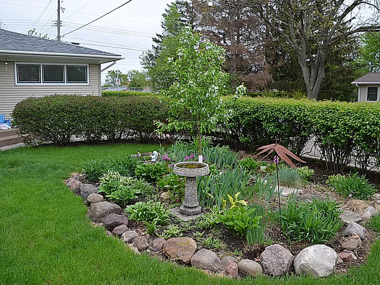 Pollinator gardens invite birds and butterflies. Over 45 different types of flowers, trees, and bushes on the property.