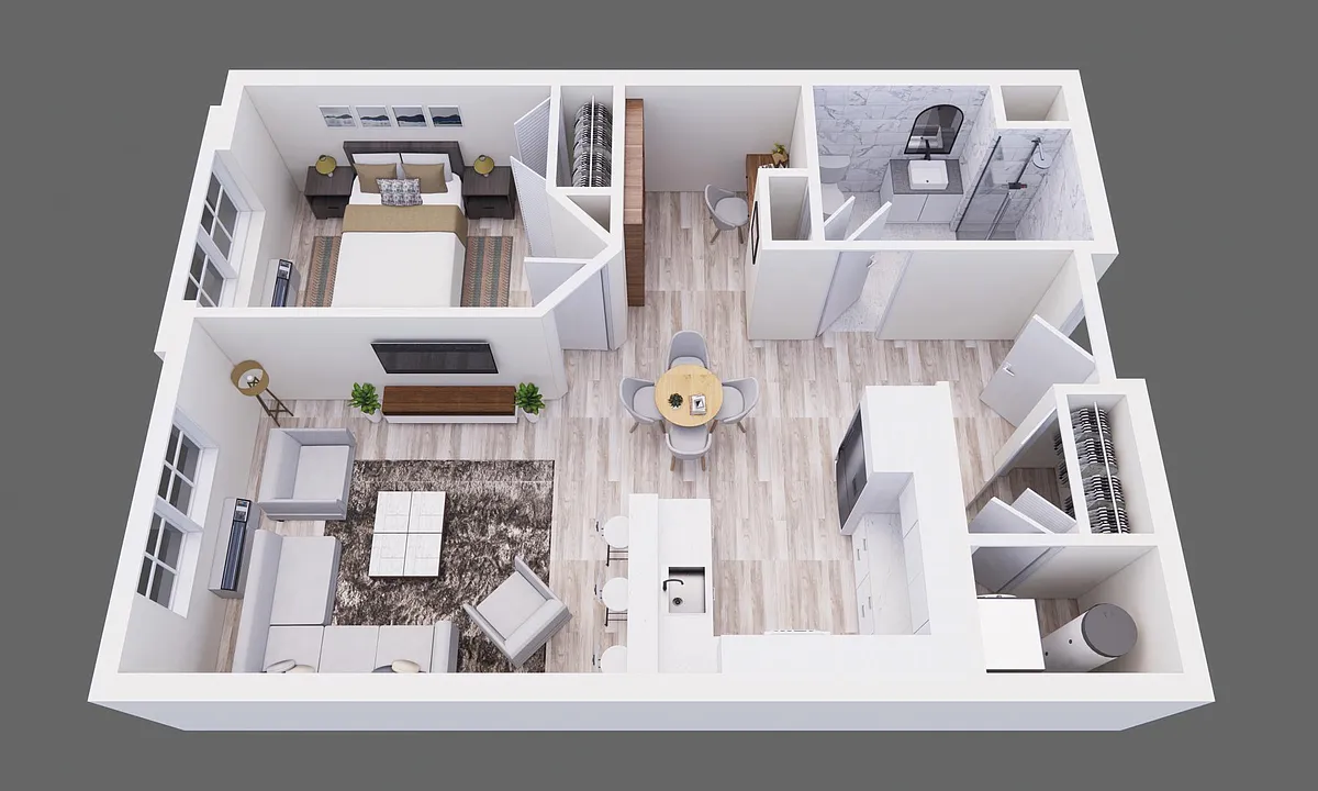 Floor plan The Easton 1 Bed with Den