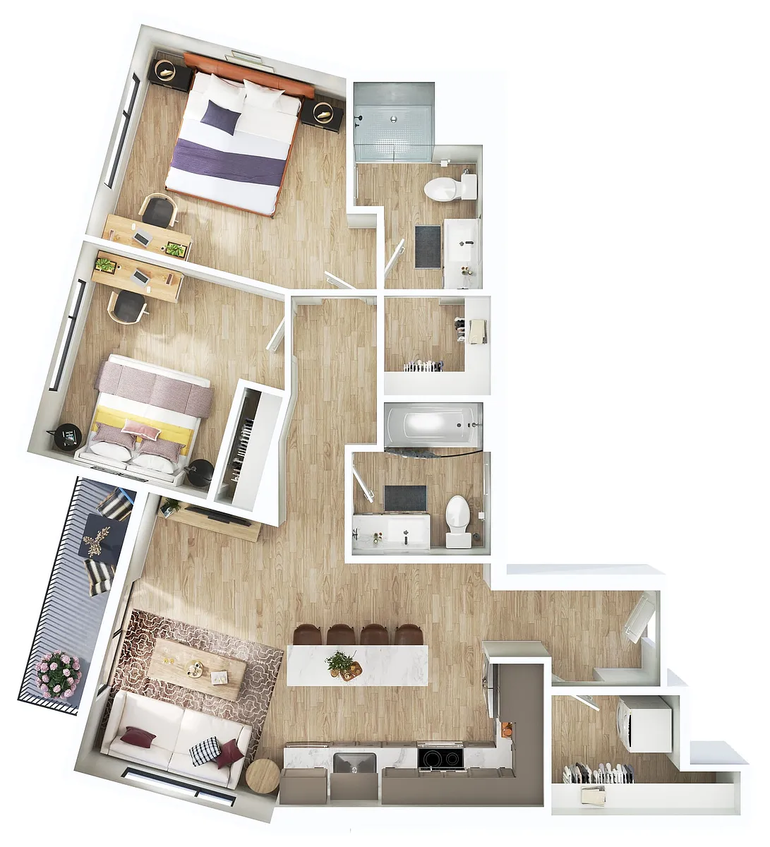 Floor plan Palisade- 2 BR/2BA