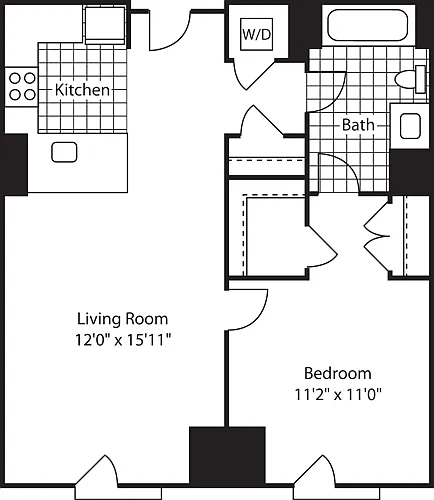 Floor plan 1 Bed (North)- 676