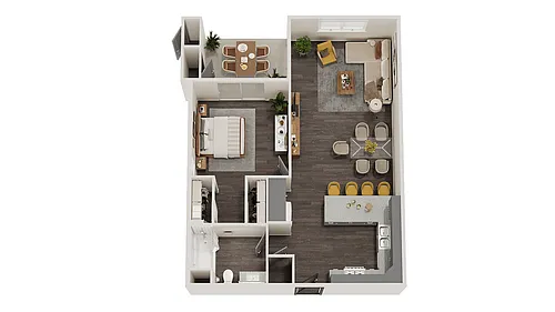 Floor plan 1 Bedroom 1 Bath B
