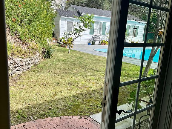 view from the front door into the back yard