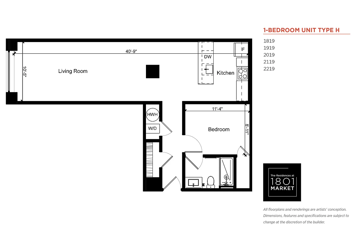 Floor plan 1 Bedroom H