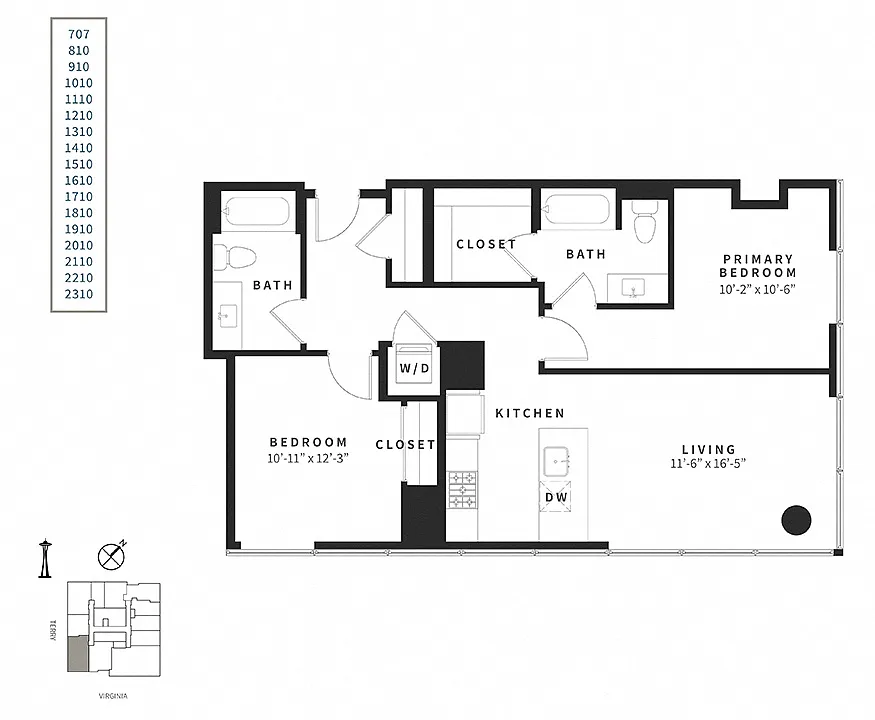 Floor plan 2 Bedroom C1