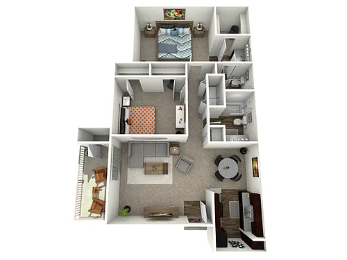 Floor plan 2 Bed, 2 Bath C (60% Income Restricted)
