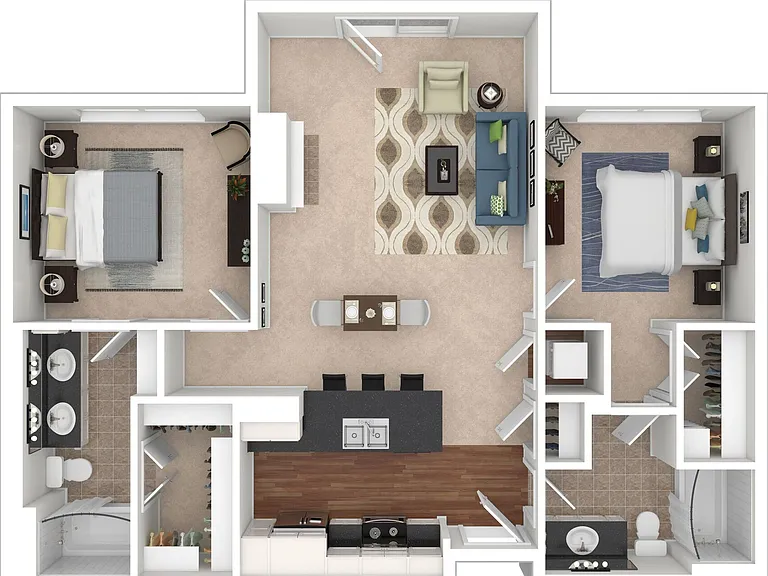 2 BD / 2 BA 1,099 SF