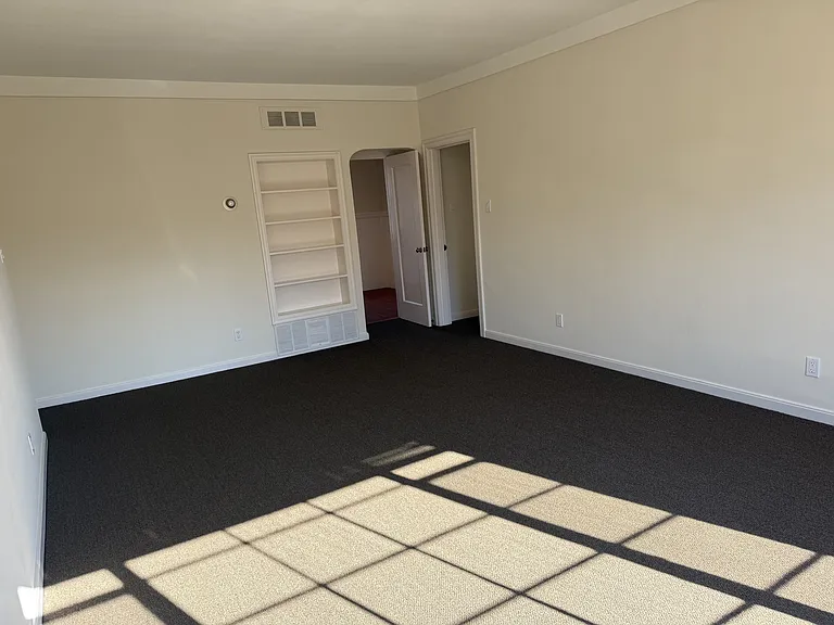 Living room with built in bookshelf