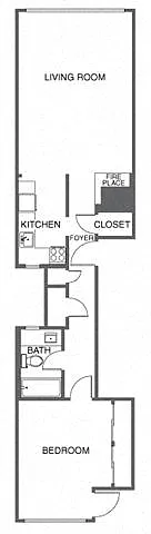 Floor plan 1 Bed, 1 Bath
