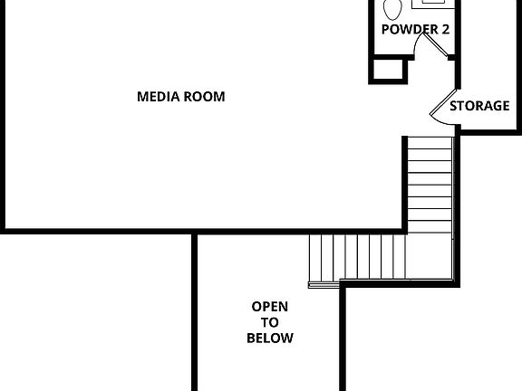 The second floor of the Texoma is a media room loft and powder room.