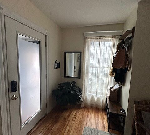 Front entrance with smart lock.