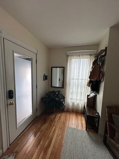 Front entrance with smart lock.