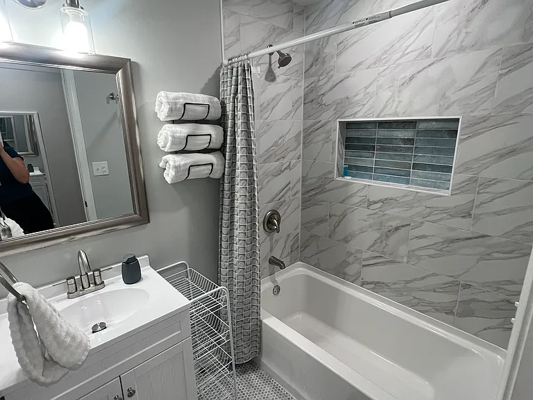 Beautifully renovated hallway bathroom