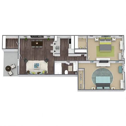 Floor plan B1: 2 Bed 1 Bath