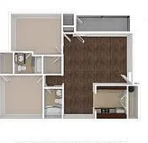 Two bedroom apartment with spacious walk-in closets and kitchen island