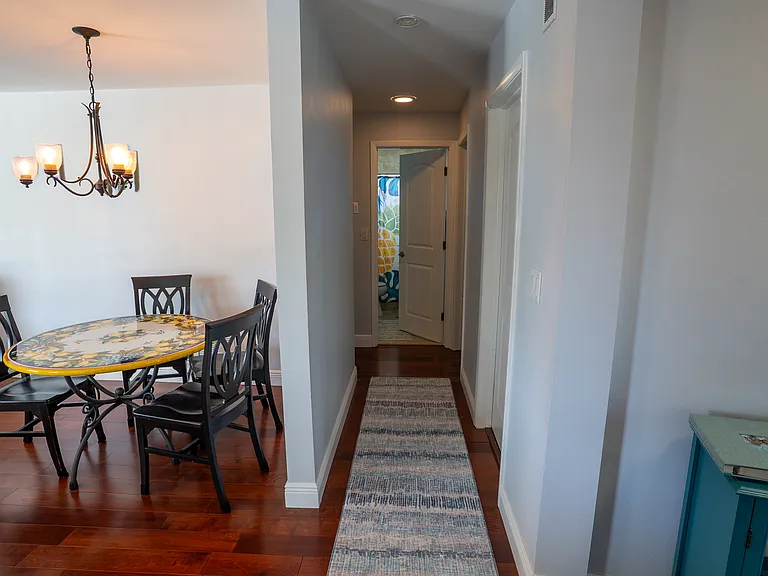 Dining Room and hall to two guest bedrooms and bathroom