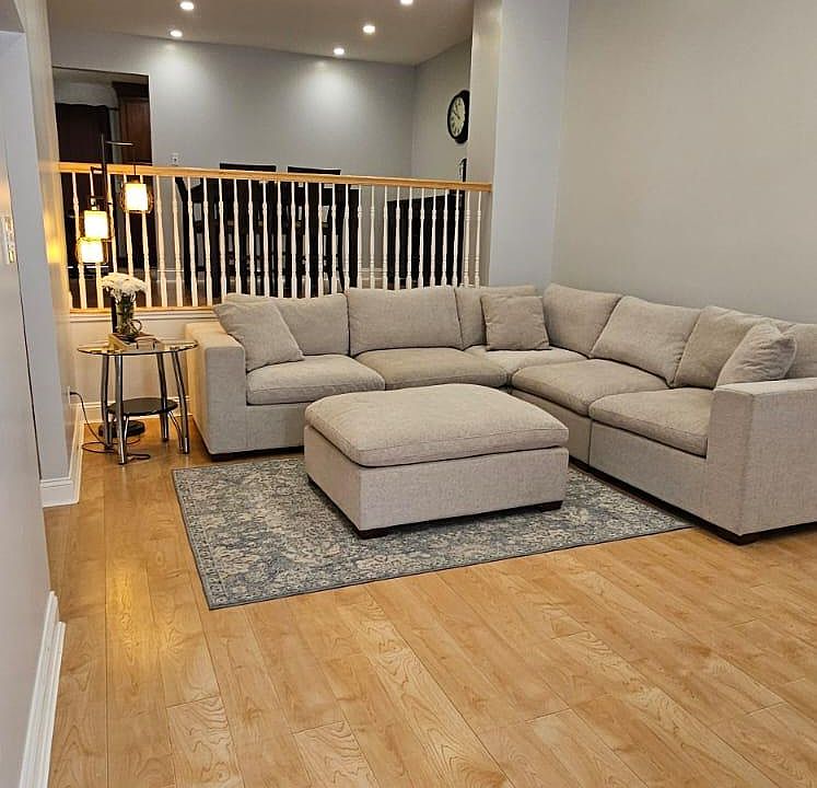 Living room with high ceiling and open layout