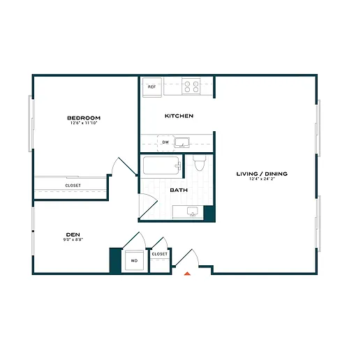 Floor plan 1 Bed/1 Bath-a2