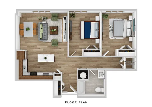 Floor plan 2 Bedroom, 1 Bathroom
