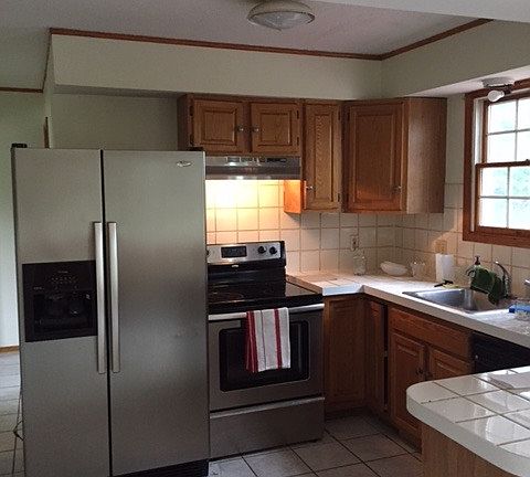 Kitchen with stainless steel appliances