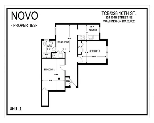 Floor plan Standard 2Bedroom/1Bath