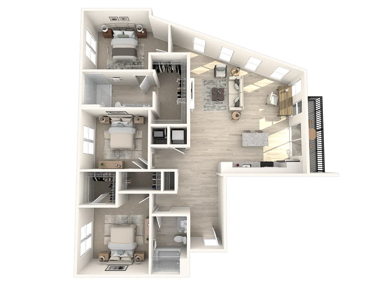Floor plan C1.0 | Three Bedroom, Two Bathroom