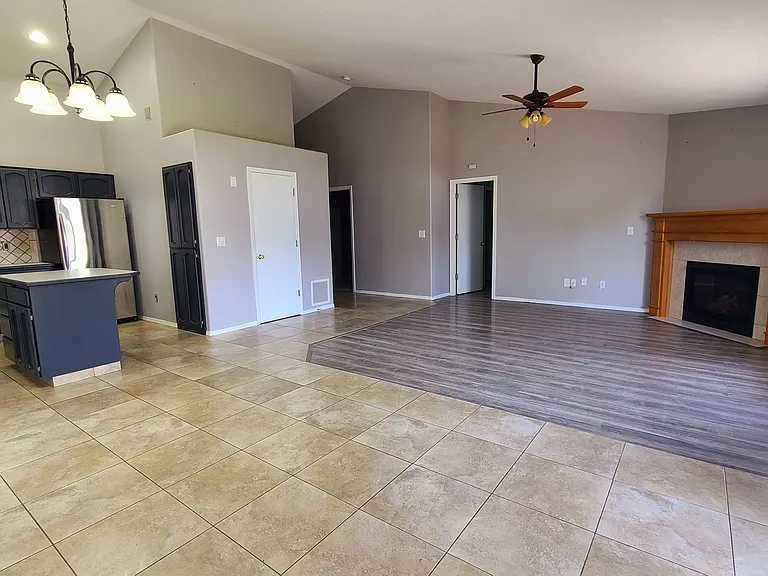 Kitchen, dining, living room