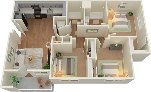Floor plan 3 Bed 2 Bath C1