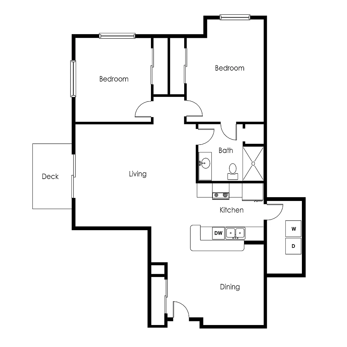 Floor plan 2 Bed 1 Bath | 1056sf