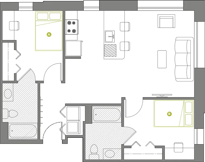 Floor plan 2x2 Penthouse Corner