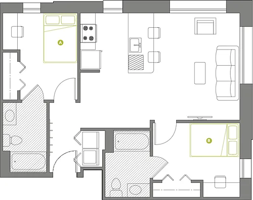 Floor plan 2x2 Penthouse Corner