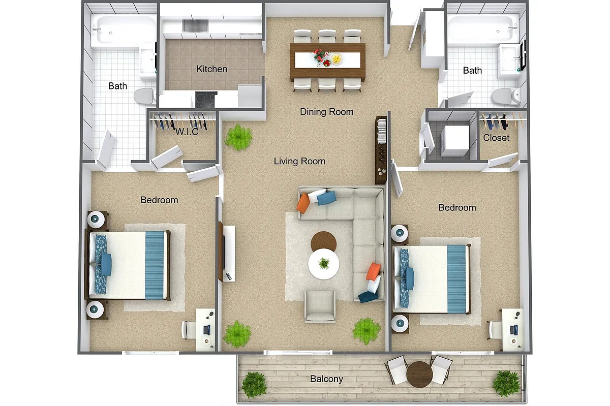 Floor plan Two Bed Two Bath