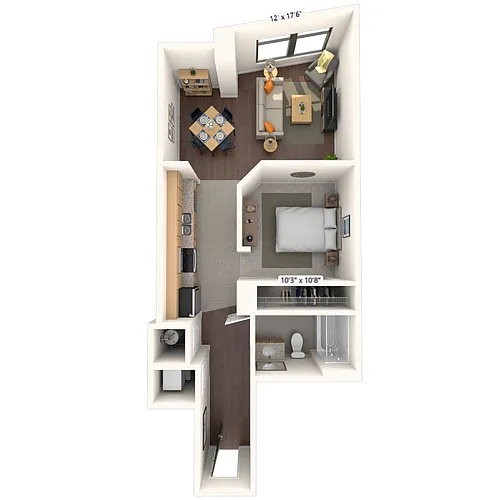 Floor plan Traditional 1x1 535-637 SF