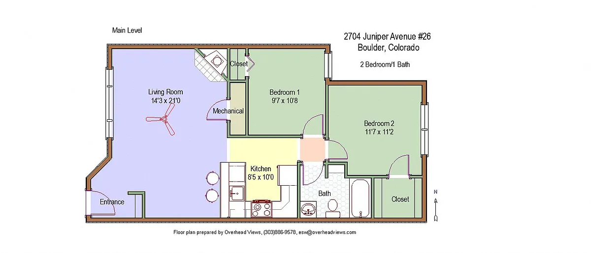 Floor plan 2 Beds 1 Bath