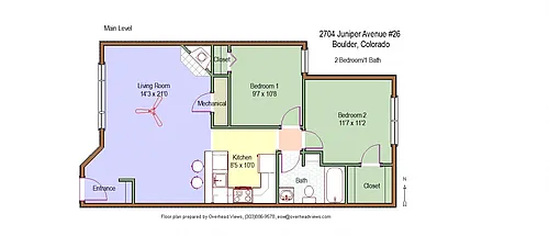 Floor plan 2 Beds 1 Bath
