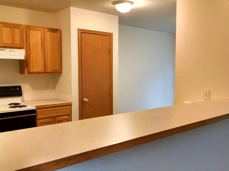 High bar looks from kitchen out to livingroom.
