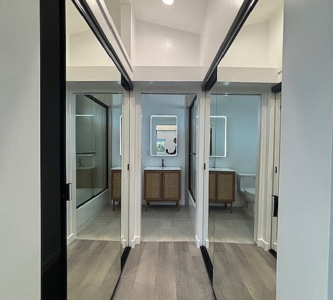 Closets leading to bathroom one