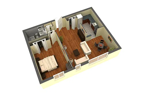 Floor plan 1br. Classic with wood floors