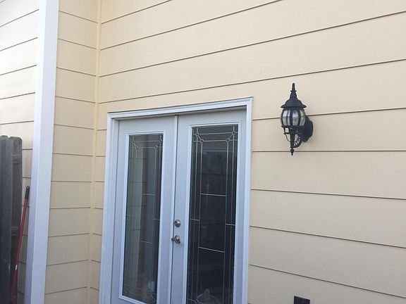View of the French doors into the living room